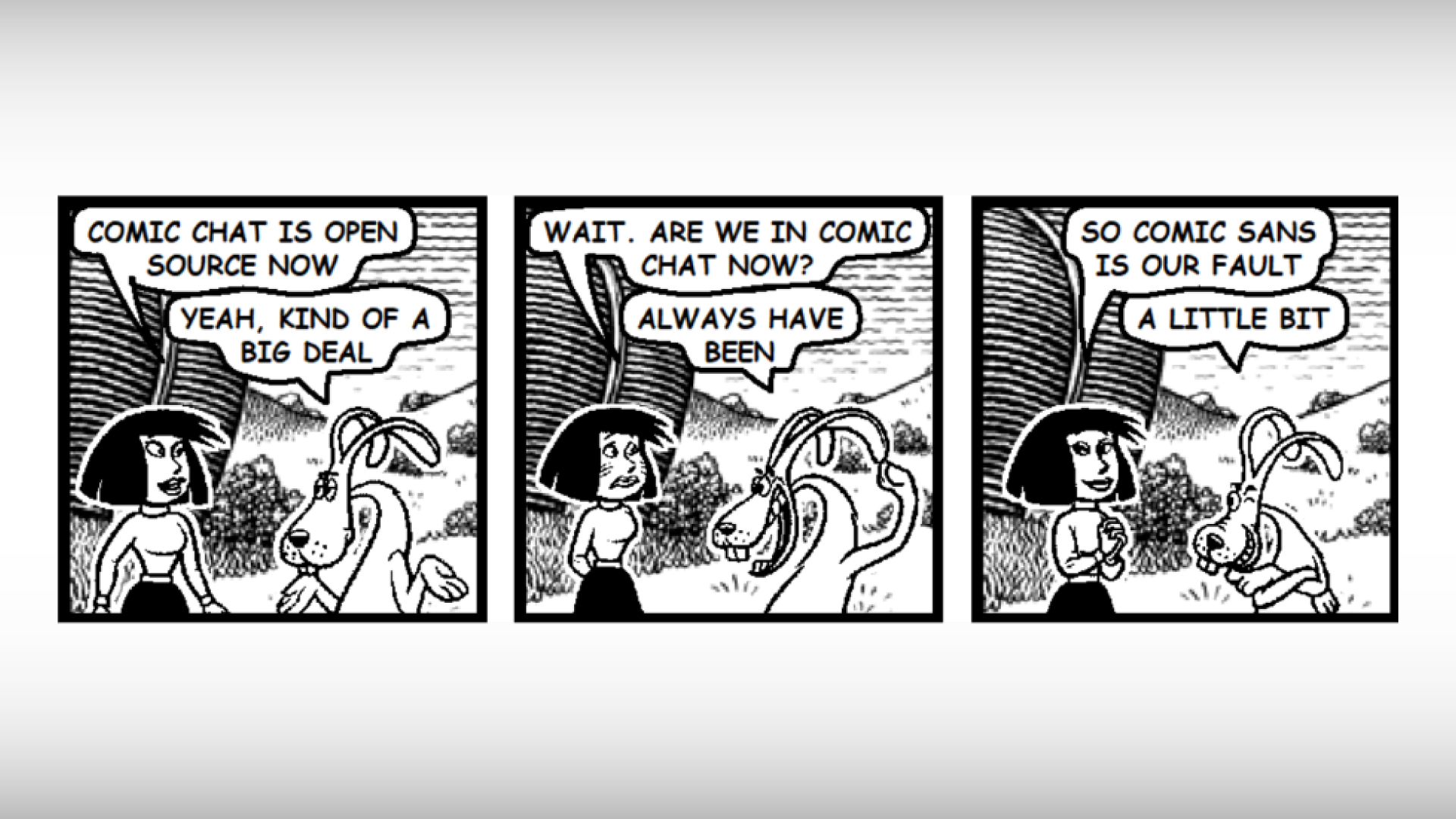 Two comic panels drawn in Comic Chat's style