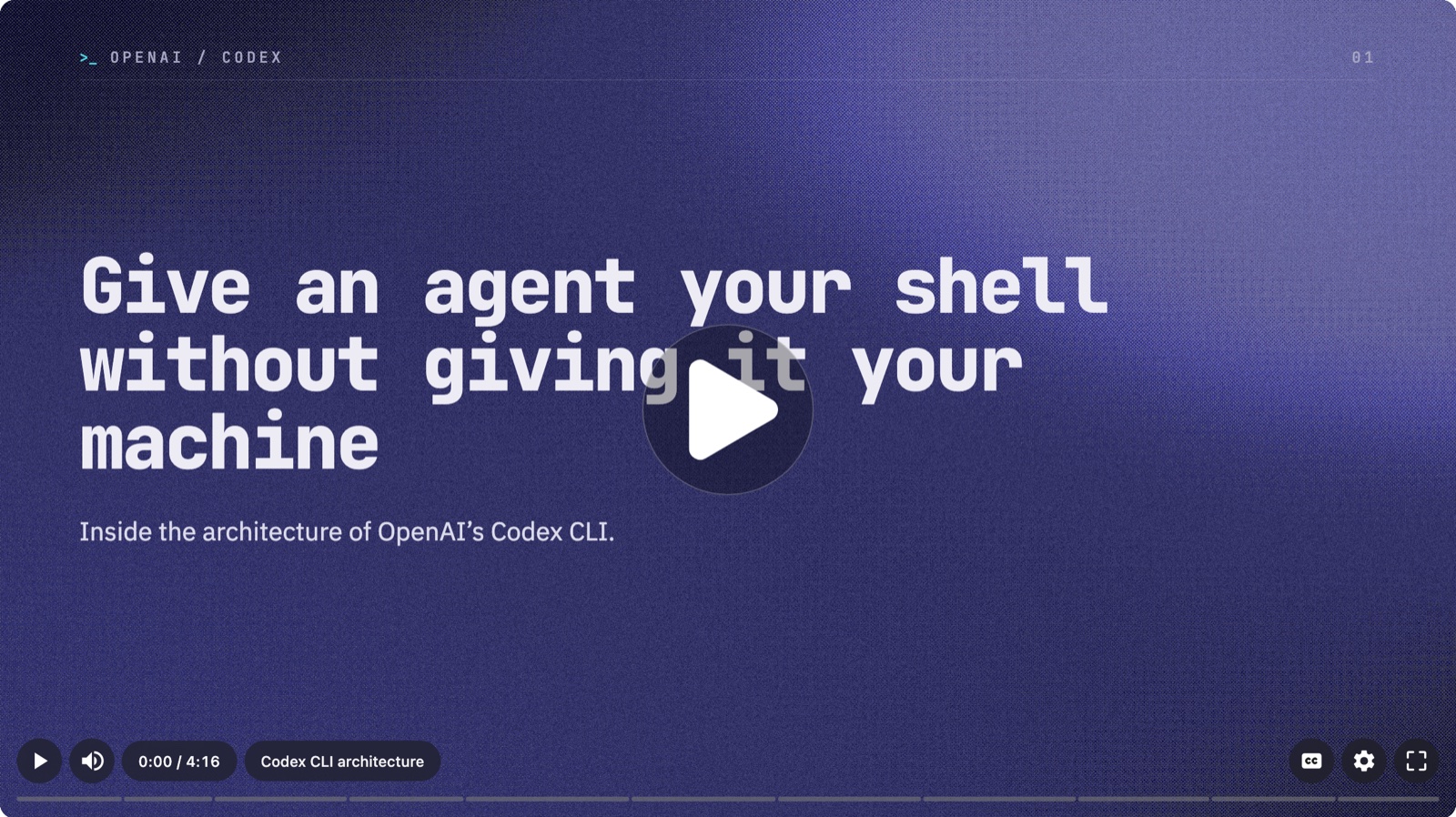 The published presentation on the architecture of OpenAI's Codex CLI, playing on bisque.today