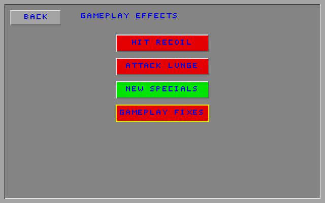 Gameplay Effects screen with Gameplay Fixes off (red)