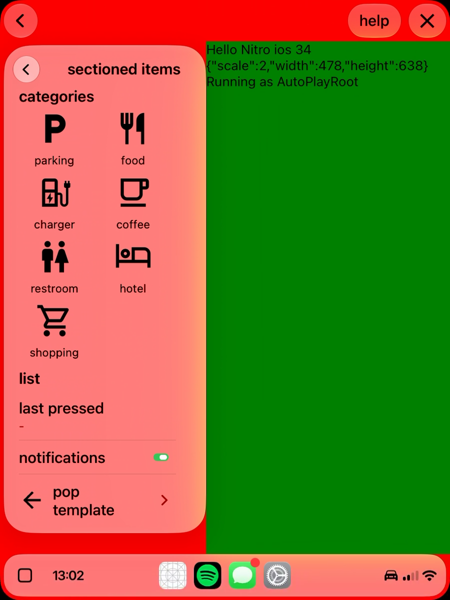 CarPlay on iOS 27: the sectioned template as a panel over the map