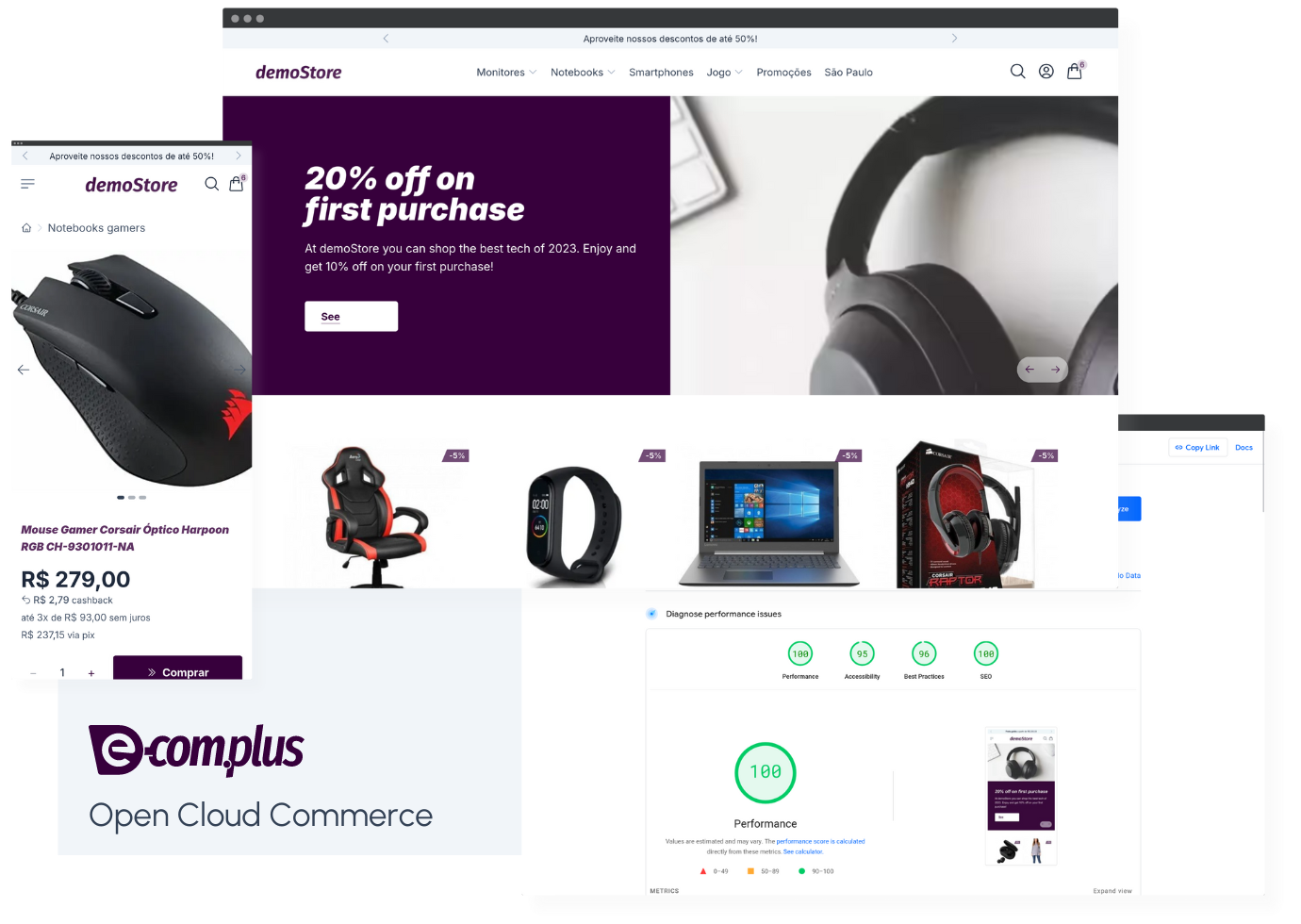 Cloud Commerce demo storefront on desktop and mobile