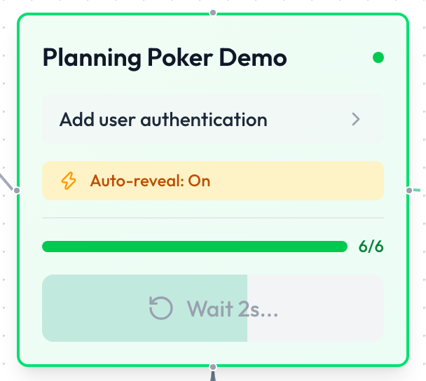 The session card just after a reveal, its button disabled and reading Wait 2s