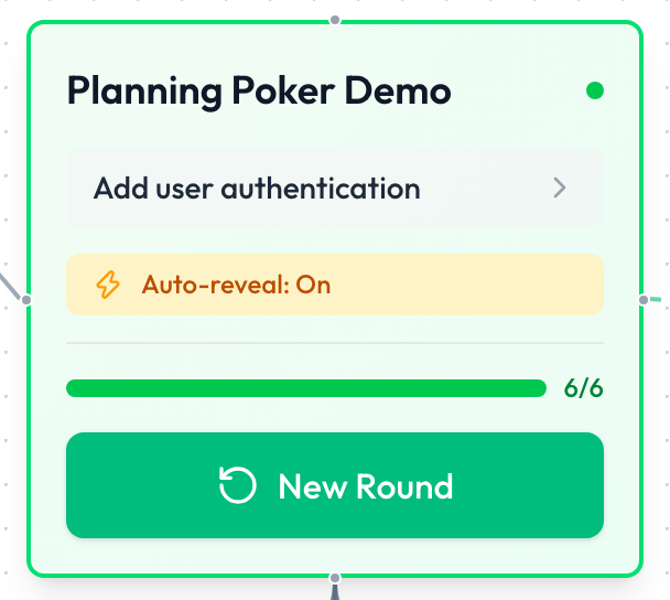 The same card a few seconds later, the button reading New Round