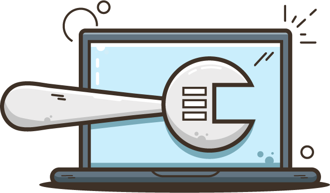 DesktopManager icon: a wrench over a laptop screen