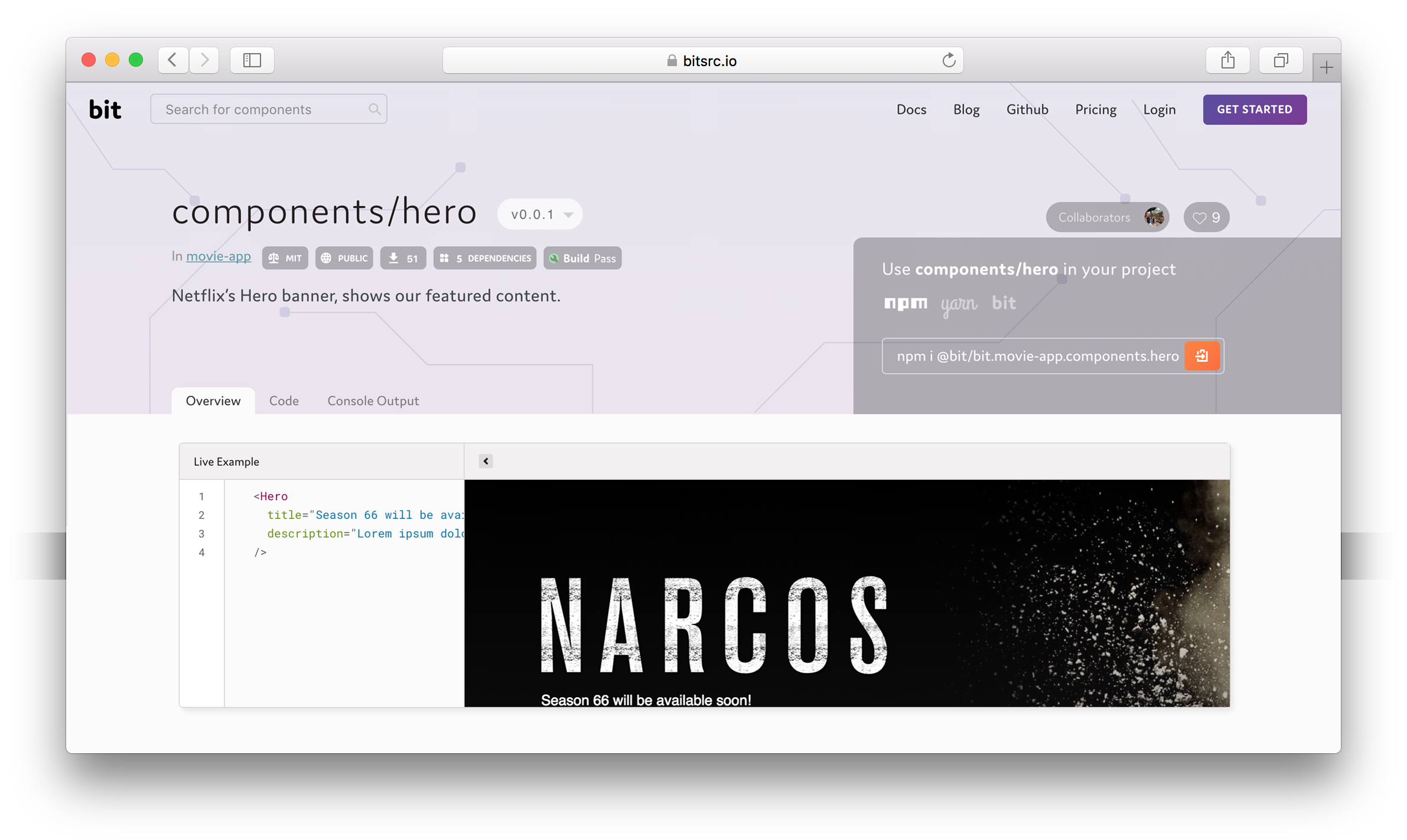 React Hero component