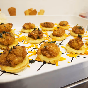 Mini Chicken n' Waffles on White Tray