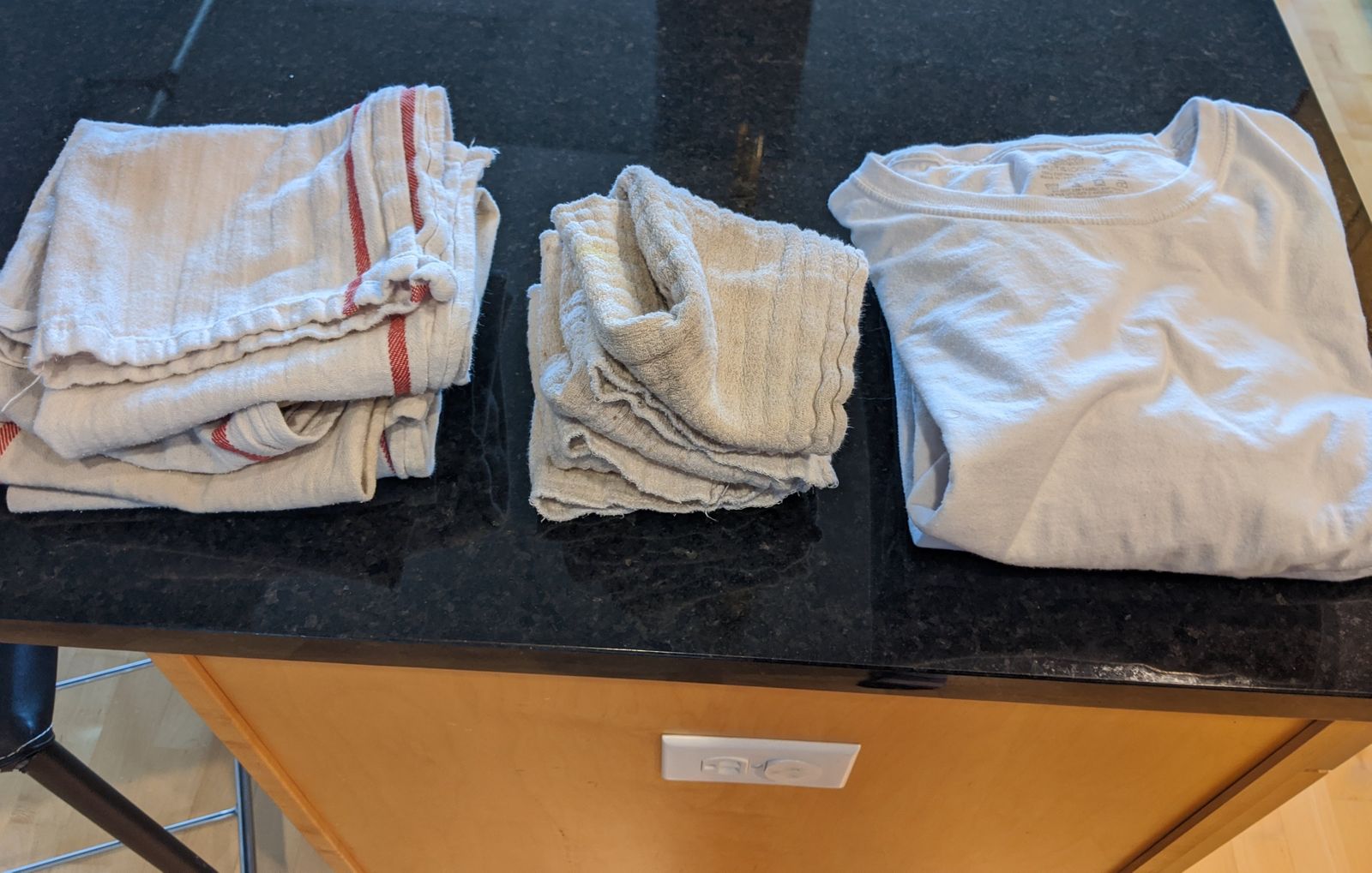 You're right, T-shirts don't go in the kitchen. That was my bad.