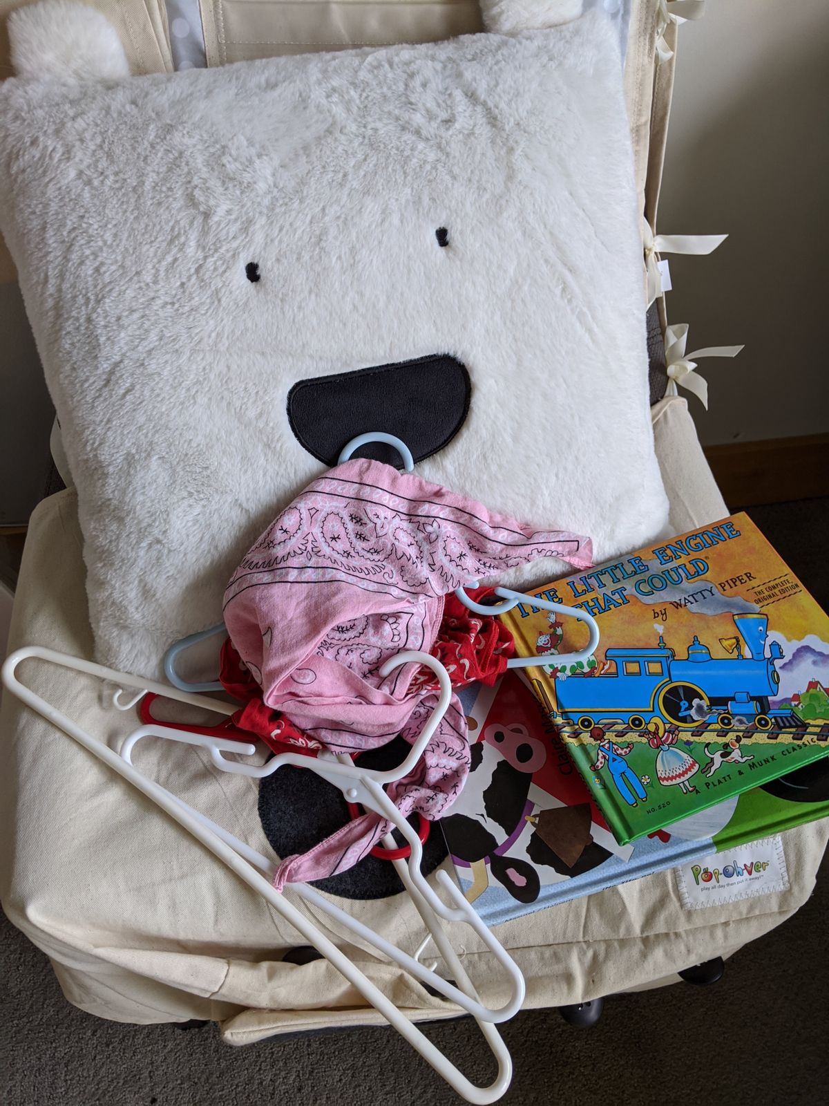 These hangers were also a huge hit. She pretended they were trains - we have read the train book about 5 times a day for the past week.