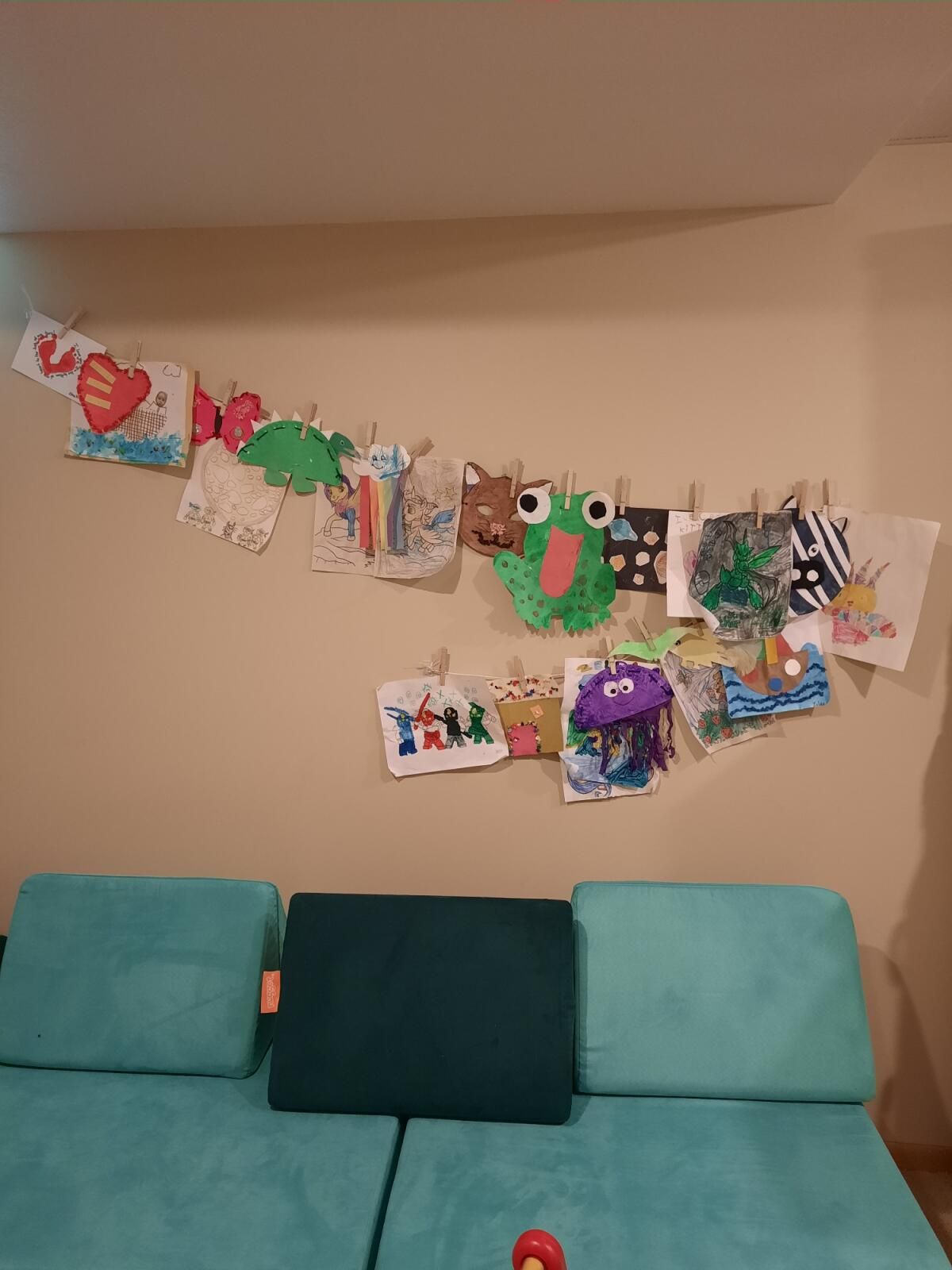 Emma hangs her kids' best art here.