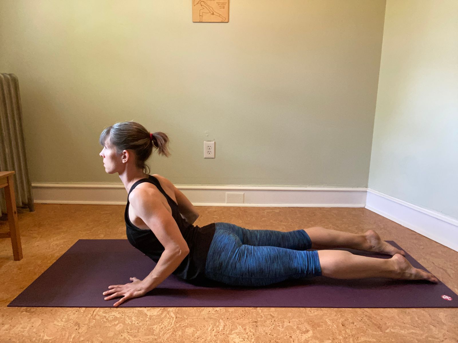 Cobra is good for a front line stretch as well, especially if you press the tops of your feet down and isometrically drag your hands back and chest forward.