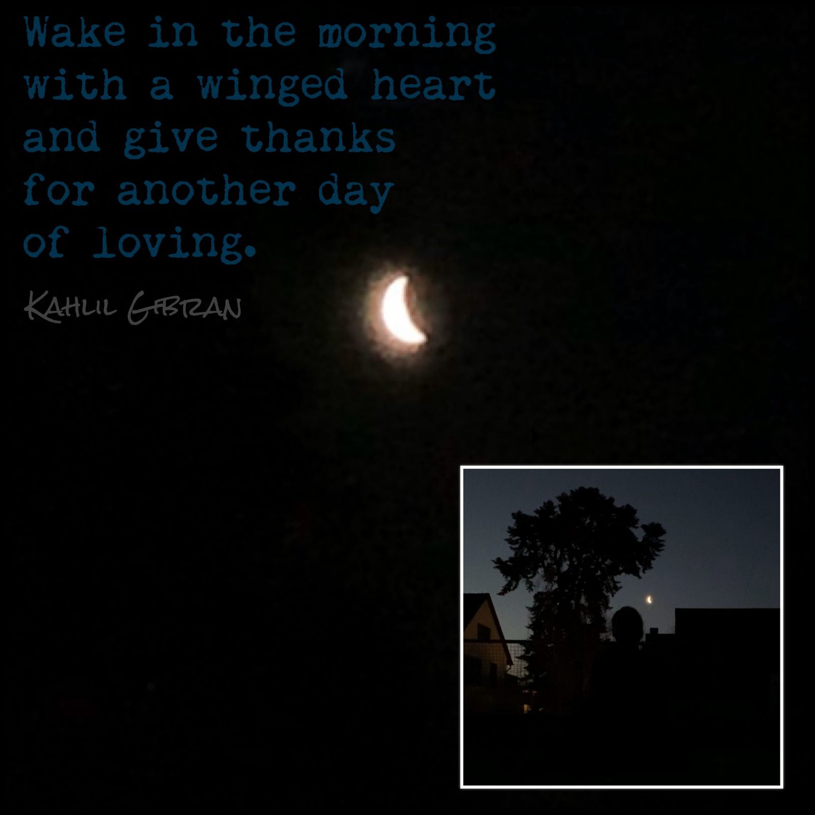 There is something so special and hypnotic about early mornings. The prana is high, the energy is pure, the air is still and sweet and the birds create a unique and amazing auditory phenomenon called dawn chorus. Their songs are louder and more energetic. Those hours before sunrise are a divine gift, witnessing the birth of a new day with humility, hope and love. Being outside and meditating during this blissful time, you are fully aware that you are one of the first to breathe the new, fresh air. You feel unconditionally loved and you offer your prayers to your children, your parents, your friends, your neighbors, the people you don’t know and the universe. Your consciousness expands so far, you feel the divine so close and the moon so bright and warm. This liberating experience dissolve all uncertainty, doubts, worries and fears. The glowing light is always here close to our heart even in darkness.

Namaste 🙏🏻