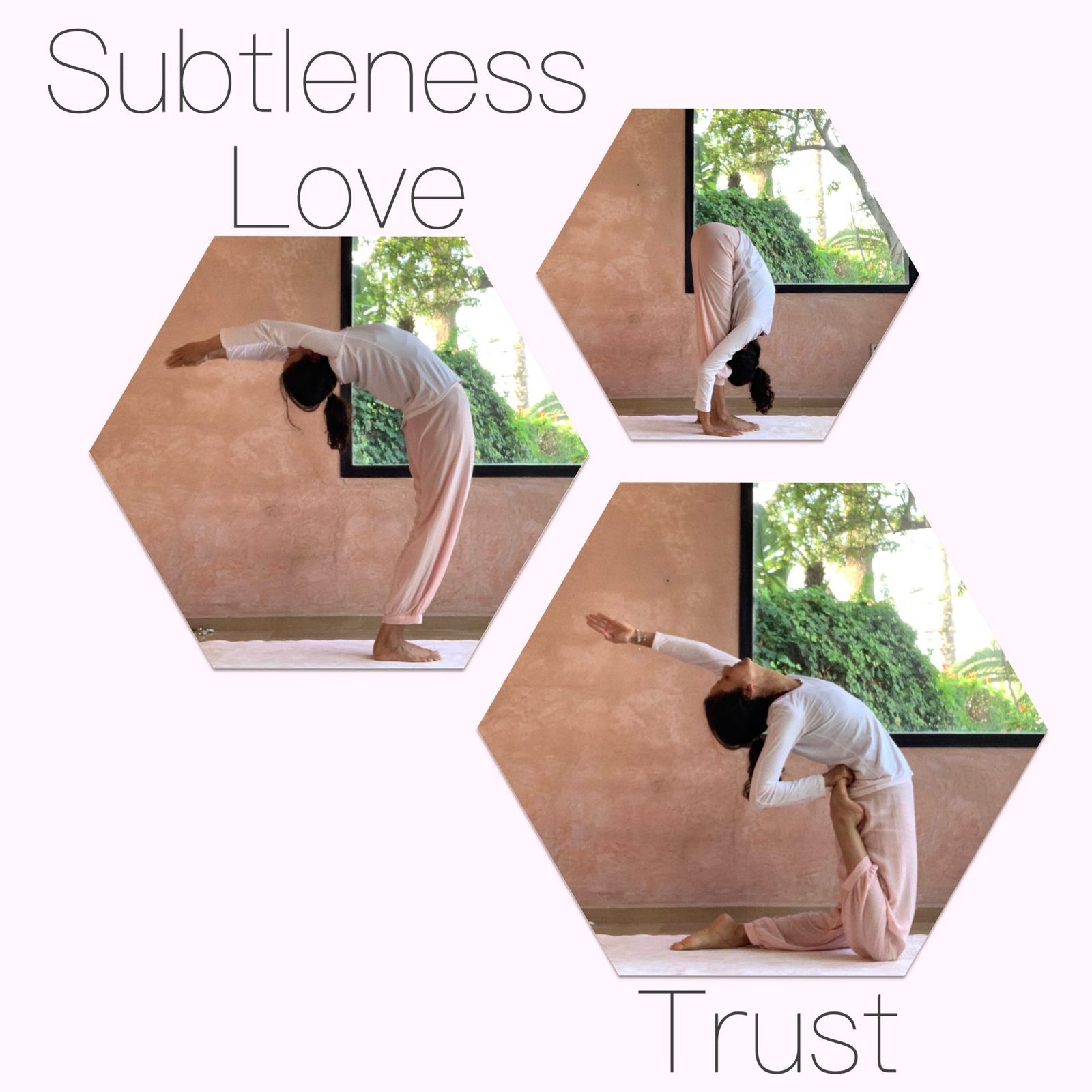 Exploring the flow in the body, mind and breath with subtleness cultivates love and trust. Setting subtle foundations in every yoga pose allows the experience to be enjoyable, full and effortless. The body bends backwards, the legs are firmly grounded and the breath moves in and out in a slow and steady rhythm. The body bends forwards, the legs are firmly grounded and the breath moves in and out in a slow and steady rhythm. In every pose, the body and mind experience flow and stillness while the breath moves and circulates, energizing, refreshing and balancing the whole system. 