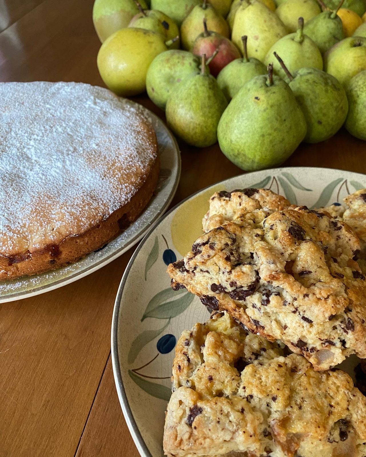 Fresh Pears, Pear Cake, and Roasted Pear & Chocolate Scones