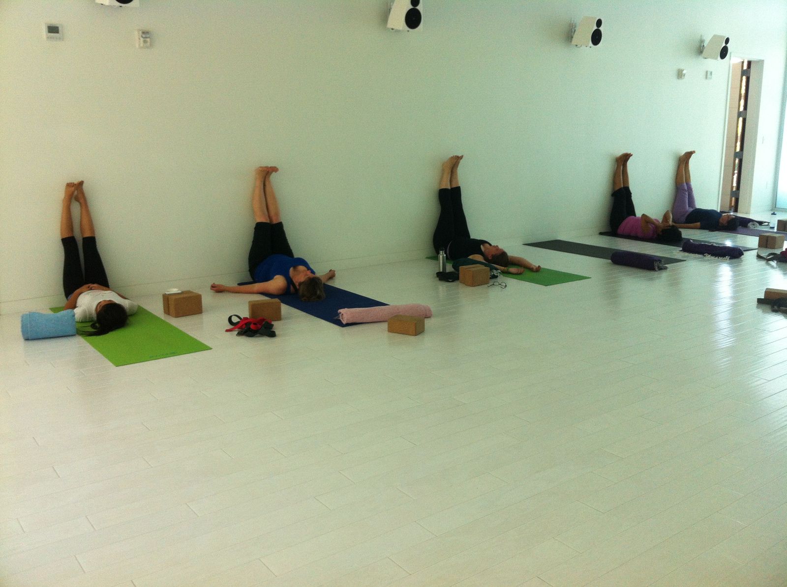 Legs up the wall is a gentle inversion to encourage deep relaxation at the end of your yoga practice. 