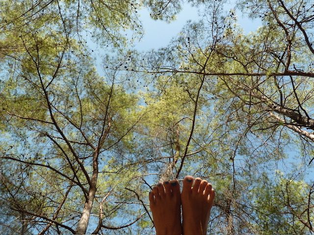 Contemplating my feet at my first yoga retreat in Turkey in 2013