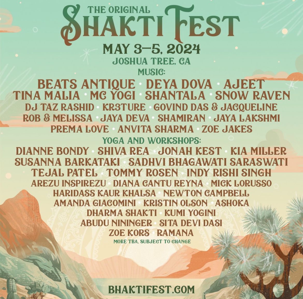 ShaktiFest lodging and transportation package, *Must buy ticket separately