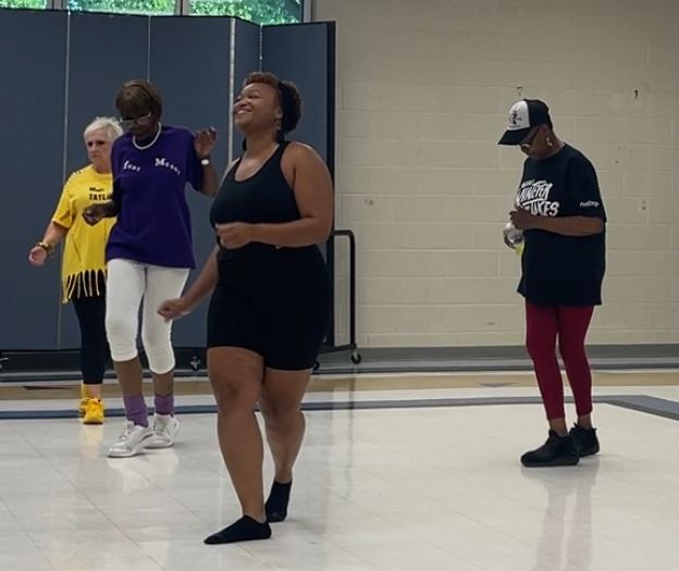 Woods overjoyed with her mastery of the Tamia slide :)