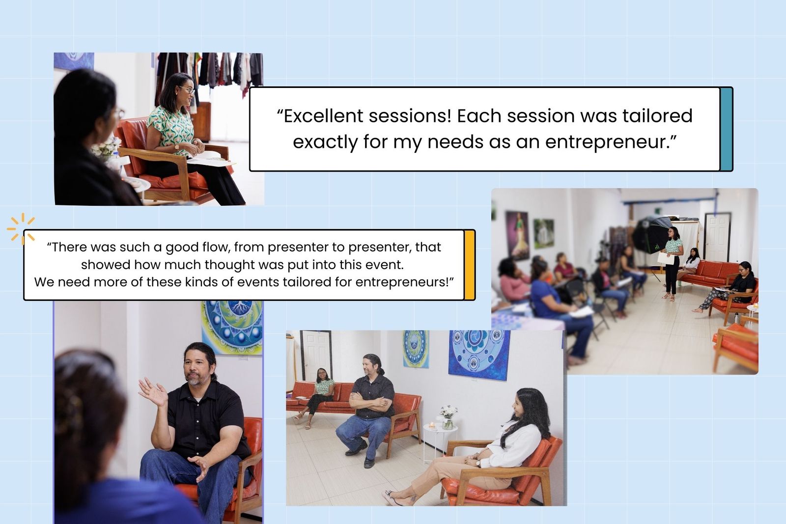 Scenes from presentations by Esther of Full of Grace and Gareth of Gareth Leigh Photography