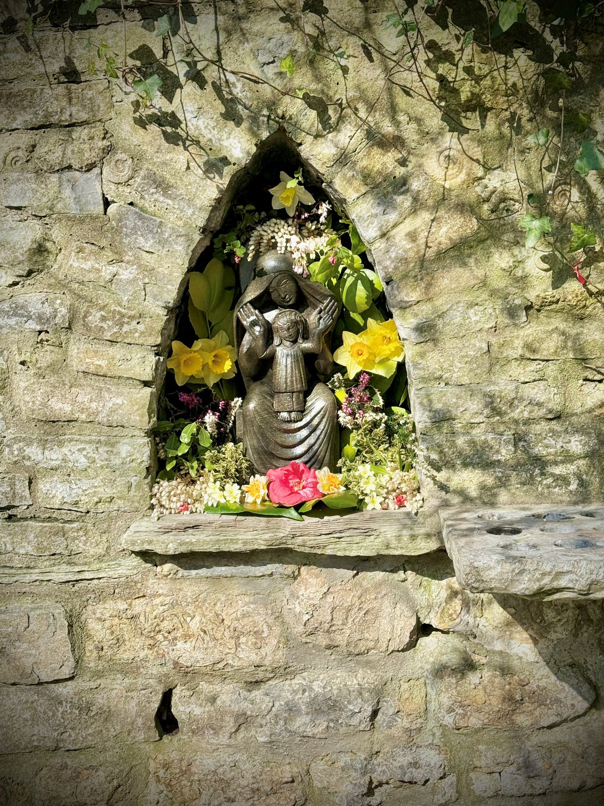 The Mother and Child statue at Chalice Well, Spring Equinox 2025

