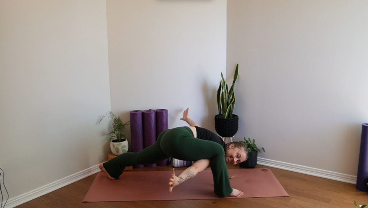 This is Flying Lizard. Imagine the hip strength and stability required here!