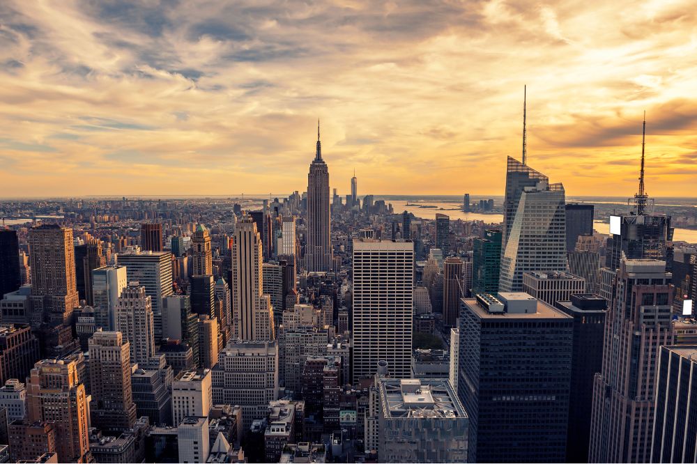 nyc skyline at sunrise