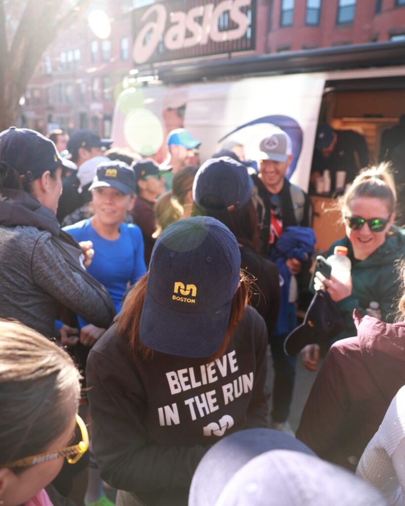 boston marathon - asics and sweatshirt