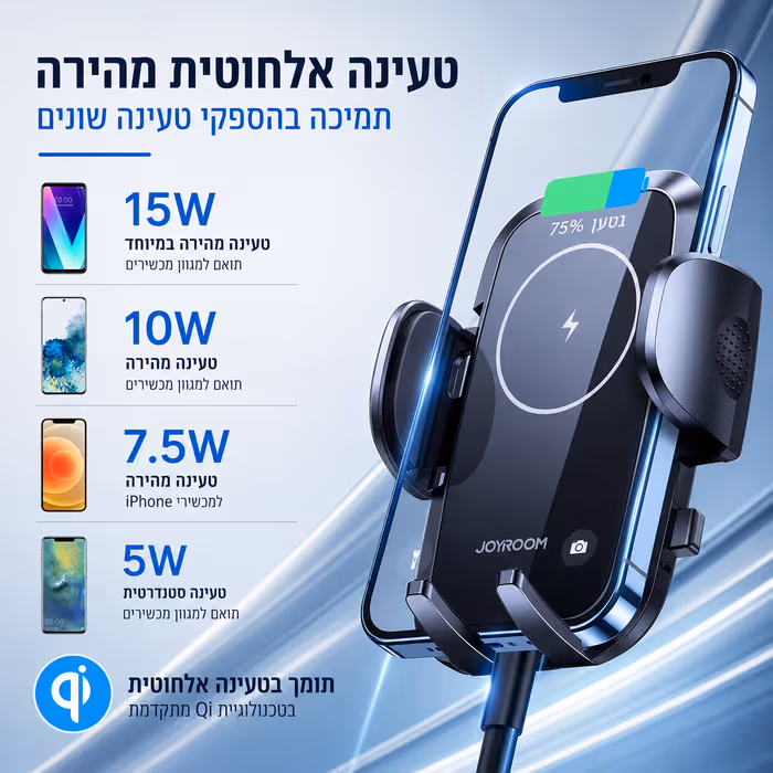 מעמד לרכב Joyroom עם מטען אלחוטי מהיר 15W – לפתח המזגן