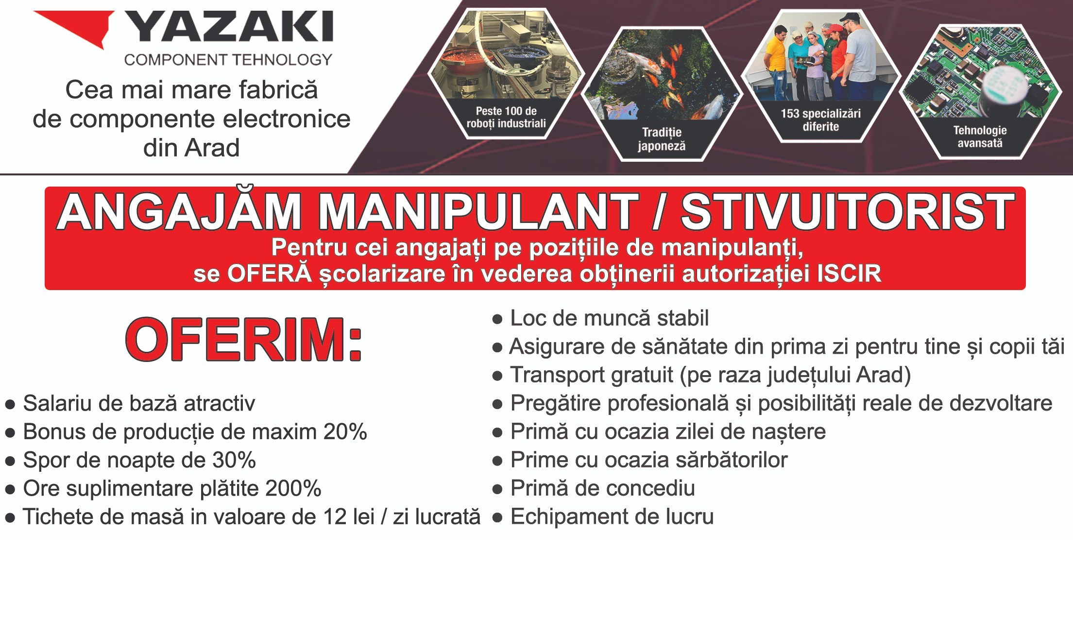 Manipulant Stivuitorist Arad Yazaki Component Technology Srl