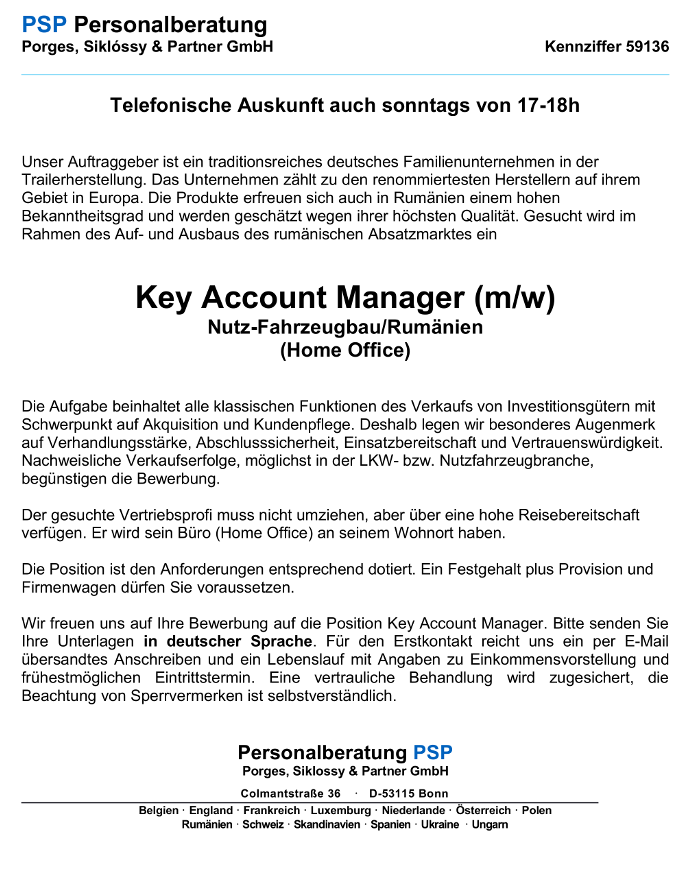 Key Account Manager Psp Personalberatung