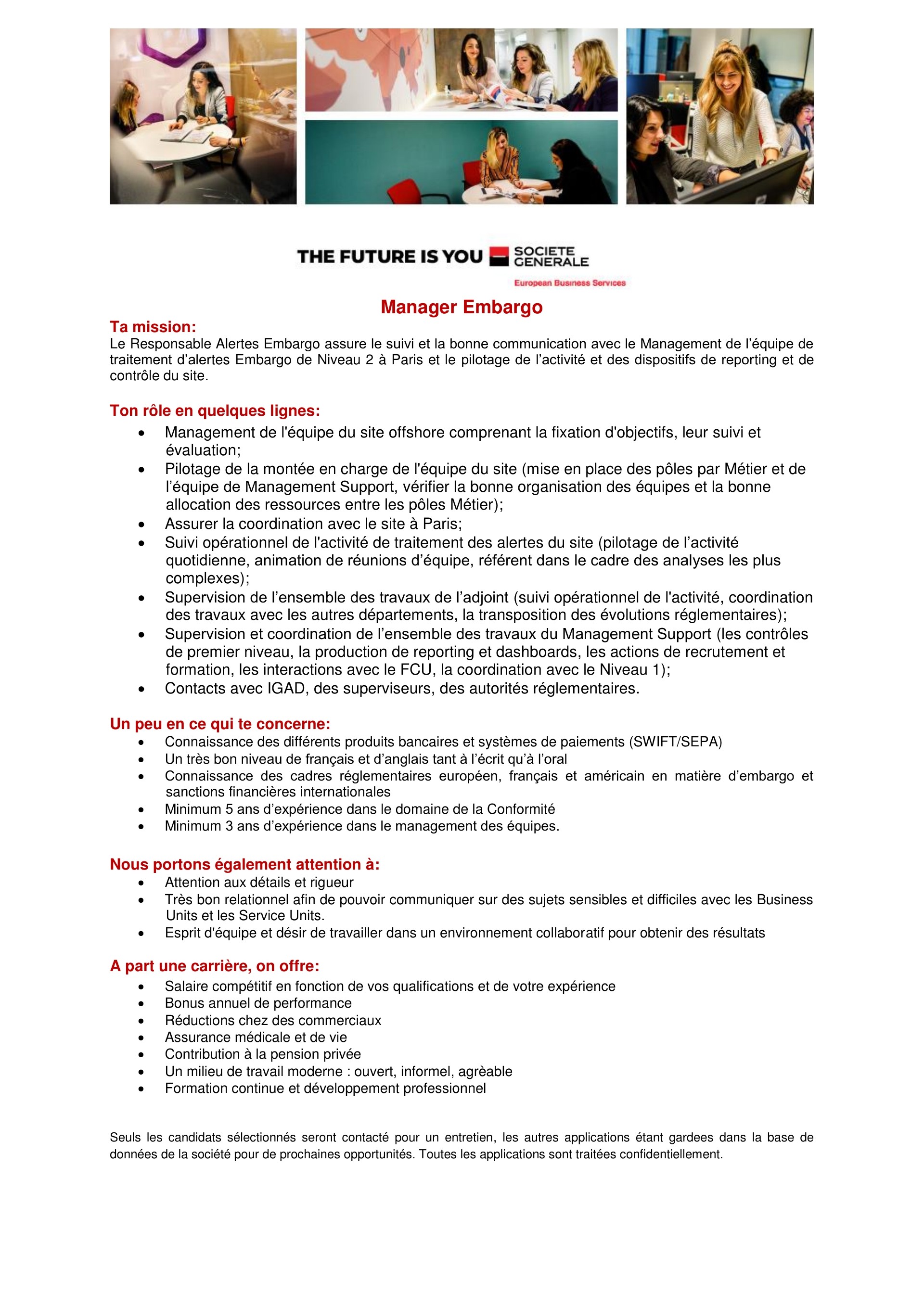 Manager Embargo Societe Generale European Business Services
