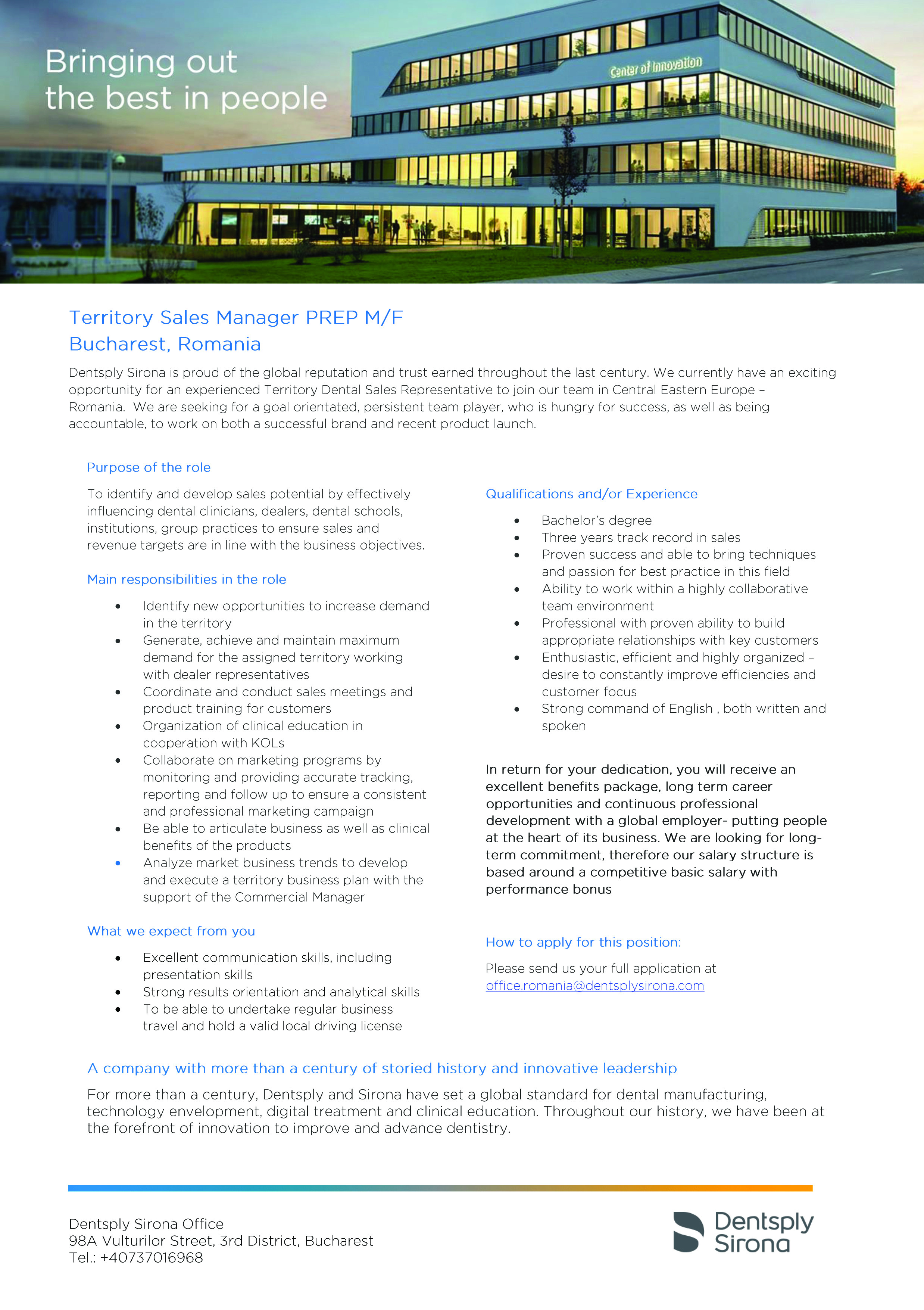Territory Sales Manager PREP Dentsply Sirona