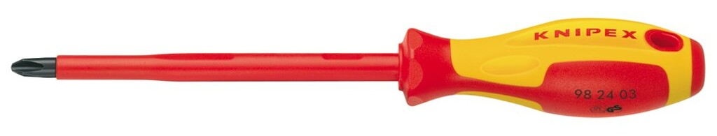 KNIPEX 98 24 02 Destornillador para tornillos cruciformes Phillips® mango aislante en dos componentes, según norma VDE bruñido 212 mm