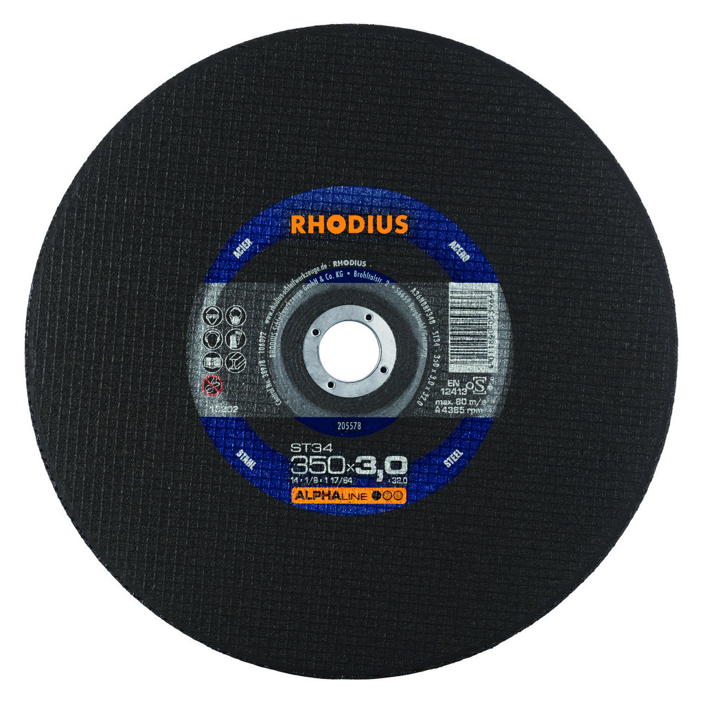 Rhodius 201514 ST34 - Disco de corte para máquinas estacionarias - 350 x 3,0 x 25,40mm - 350 mm