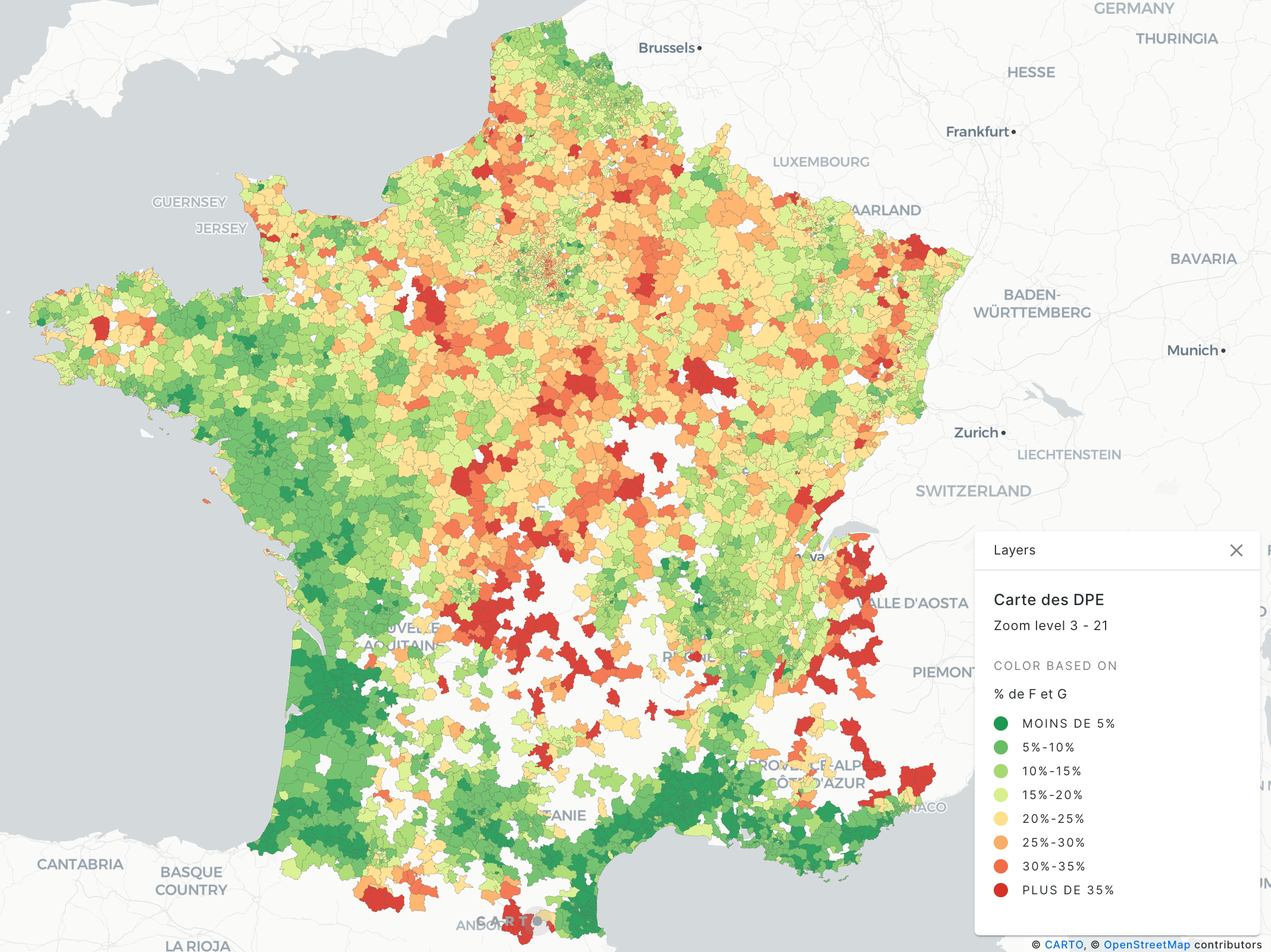 Carte passoires thermiques