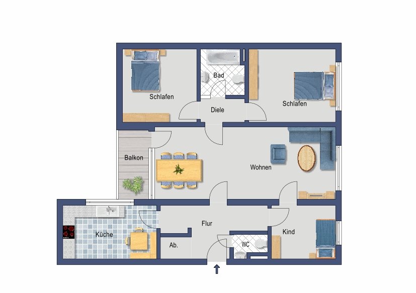 Bild 1: vermietete Wohnung mit Balkon und Aufzug im Haus