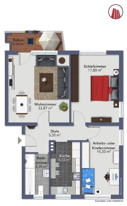 Bild 14: 3-Zimmer-Wohnung mit Südbalkon und Außenstellplatz in Köln-Mülheim