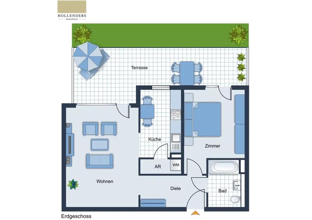 Bild 11: Hollenders Immobilien: Schöne 2-Zimmer Gartenwohnung mit Einbauküche am Stadtwaldgürtel