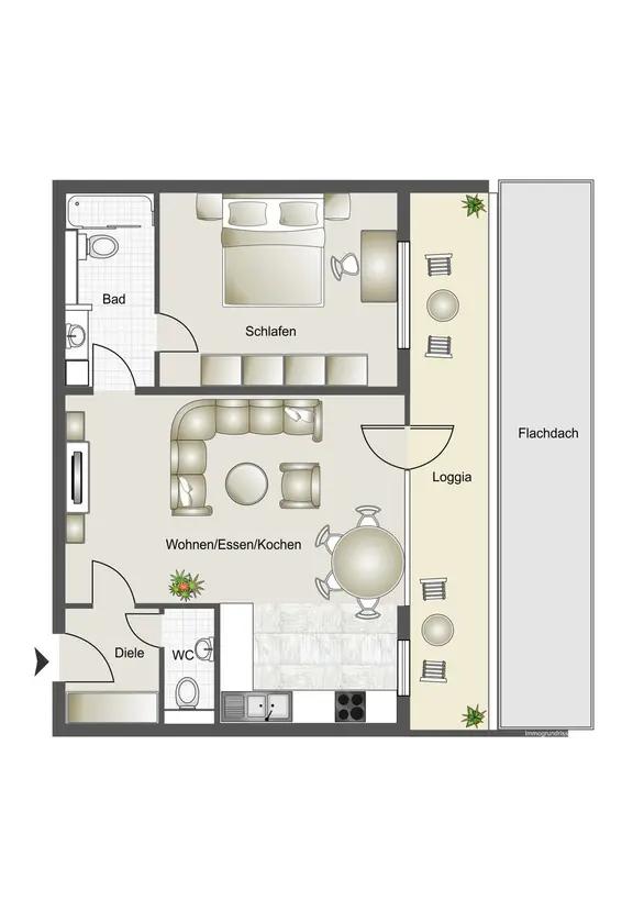 Bild 4: Lindenthal / kernsanierte 2-Zimmerwohnung mit Loggia / Personenaufzug und Tiefgaragenstellplatz