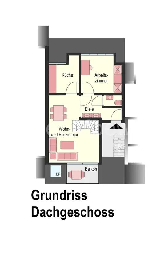 Bild 2: SUPER CHIC: Maisonette-Wohnung mit EBK - 3 Zimmer, 2 Schlafzimmer, Südwest-Balkon + Garage