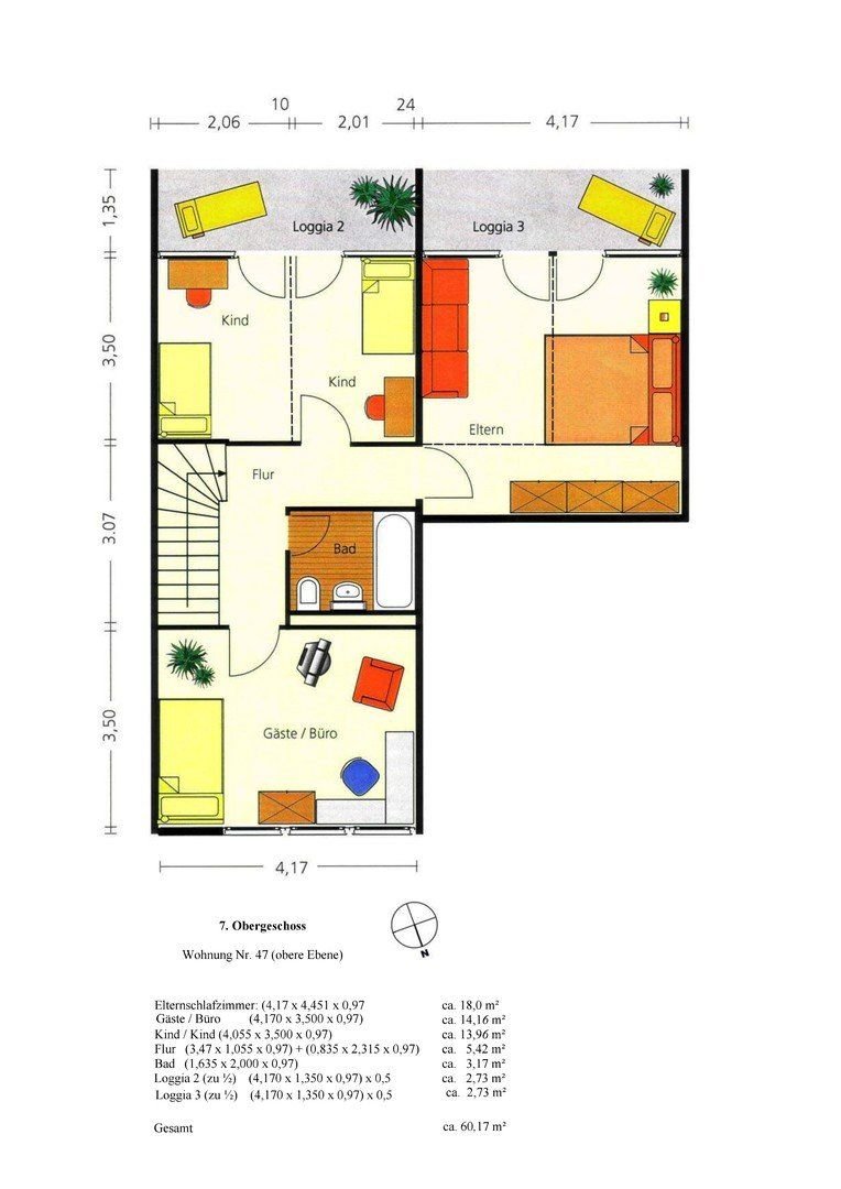 Bild 3: Vom Eigentümer, Provisionsfrei, 4 Zimmer KDB und 3 Loggias/Balkon, Maisonette Wohnung, ca. 100 m²