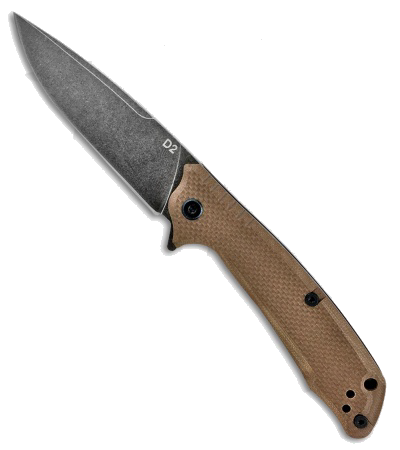 product image for ABKT Elite Desert Scavenger Black Stonewash D2 Blade Tan G-10 Handle Folding Knife