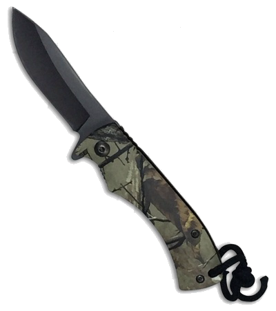 product image for ABKT 027 Spring Assisted Gray Titanium Coated Blade Realtree Max Green Camo Handle Knife