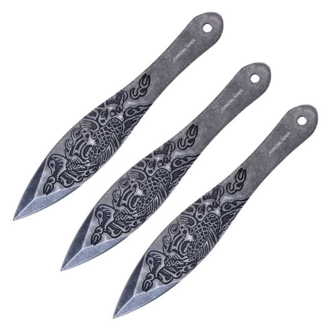 product image for Aeroblades Throwing Knife Set 3 Pc 6.5" Overall Gray Stone