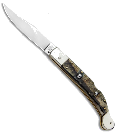 product image for AGA Campolin Sahara Ram Horn 9" Italian Stiletto Automatic Knife Mirror Finish Clip Point Blade