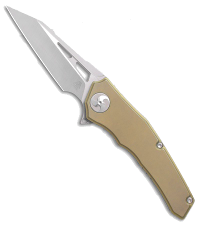 product image for Aiorosu Elite Gold Titanium Frame Lock Flipper Knife Satin Wharncliffe Blade AE-02