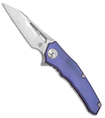 product image for Aiorosu Elite Frame Lock Flipper Knife Blurple Titanium Satin Wharncliffe Blade AE-07