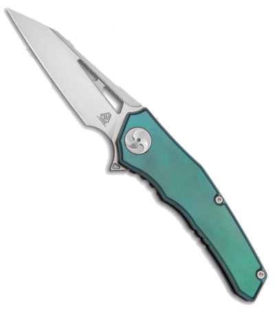 product image for Aiorosu Elite Green Titanium Frame Lock Flipper Knife Wharncliffe Satin Blade AE-07