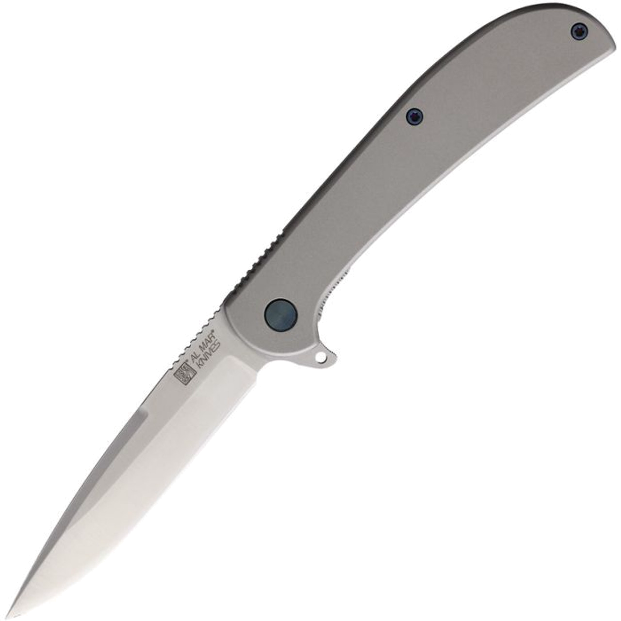 product image for Al Mar Ultra-Thin Series AMK4118 3.13" D2 Satin Drop Point Blade, Stainless Steel Handle