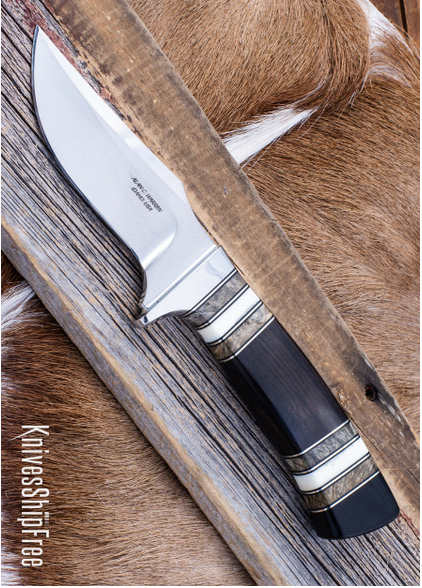 product image for Alan Warren Custom Knives 2563 African Blackwood Fossil Walrus California Buckeye Black G 10 Nickel Silver Accents G 10 Pommel CPM 154