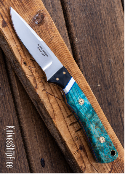 product image for Alan Warren Custom Knives 2569 Green EDC with Blue and Black G 10, Bronze Pins, CPM 154